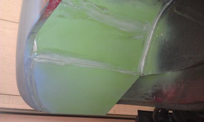 Wheel well under battery tray redone, &amp; in primer